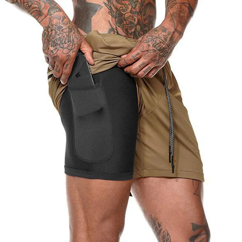 Double-deck Running Shorts 2 In 1 Beach Bottoms