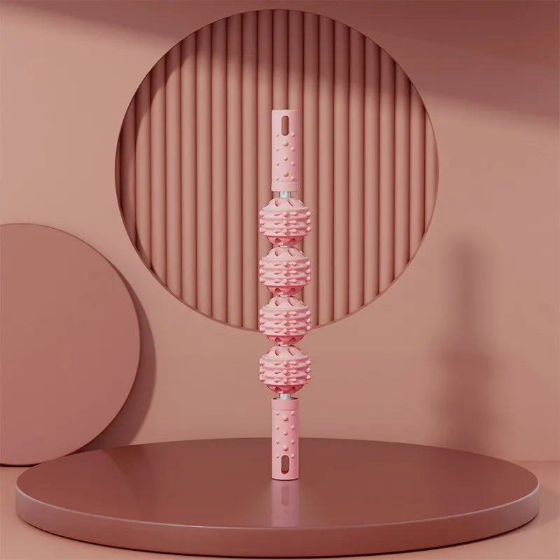 4 Ball Roller Muscles Massage Stick Relaxation Yoga Fitness Wolf Tooth Fascia For Calves Thighs Quadriceps Arms Forearms