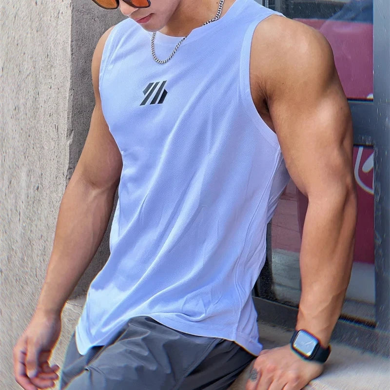 2025 newest Summer Gym Vest High Quality mesh Shirt Sleeveless T-shirts Men Tank Tops running Fitness Sports Vest men Clothing