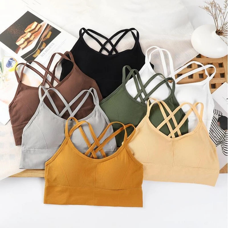 Sexy Women Tops Back Cross Strap