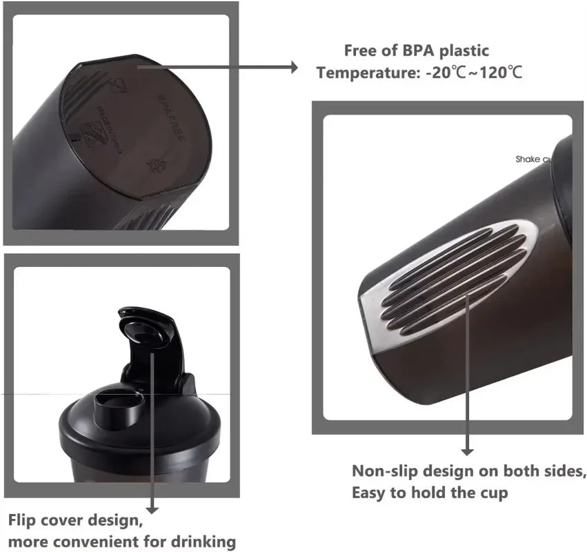 Sports Shaker Bottles Water Cups Whey Protein Powder Mixer Bottle Leak Proof Fitness Gym Shaker Outdoor Portable Drink Cup 400ML