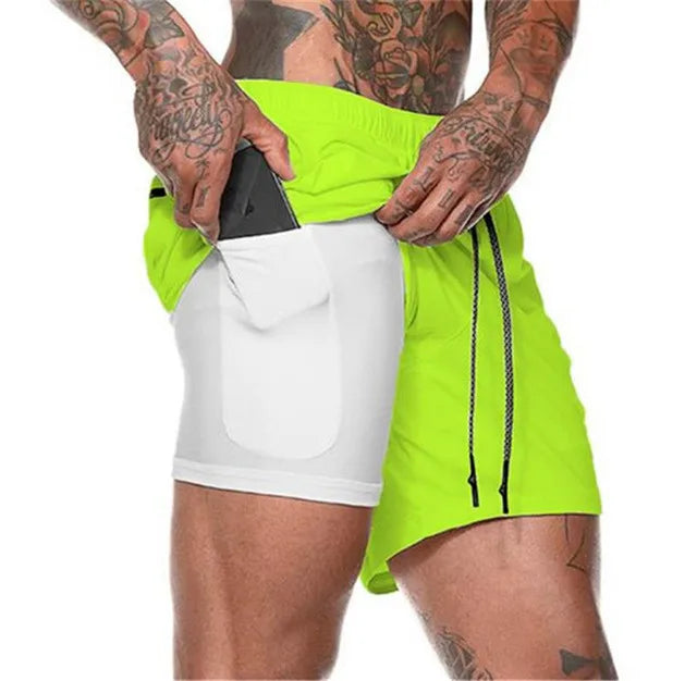 Double-deck Running Shorts 2 In 1 Beach Bottoms