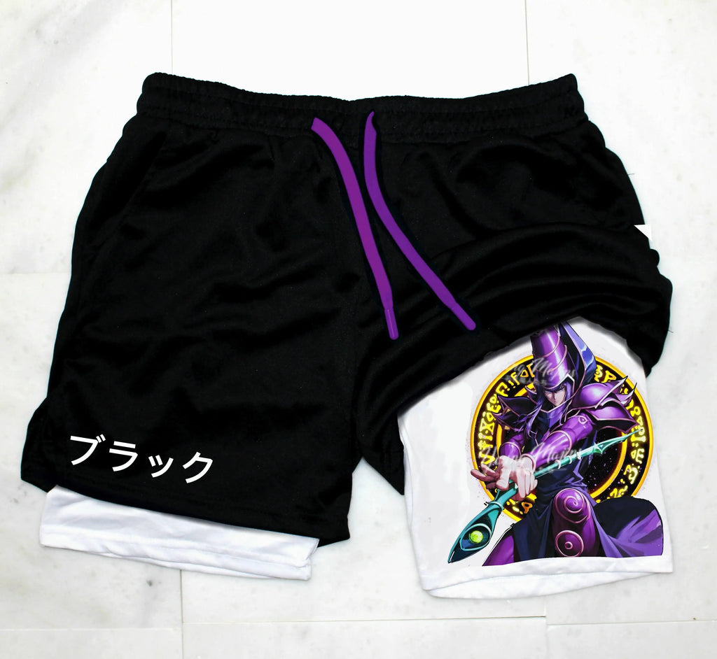 Men 2 in 1 Shorts Black Outer Layer YuGiOh Monster Graphic