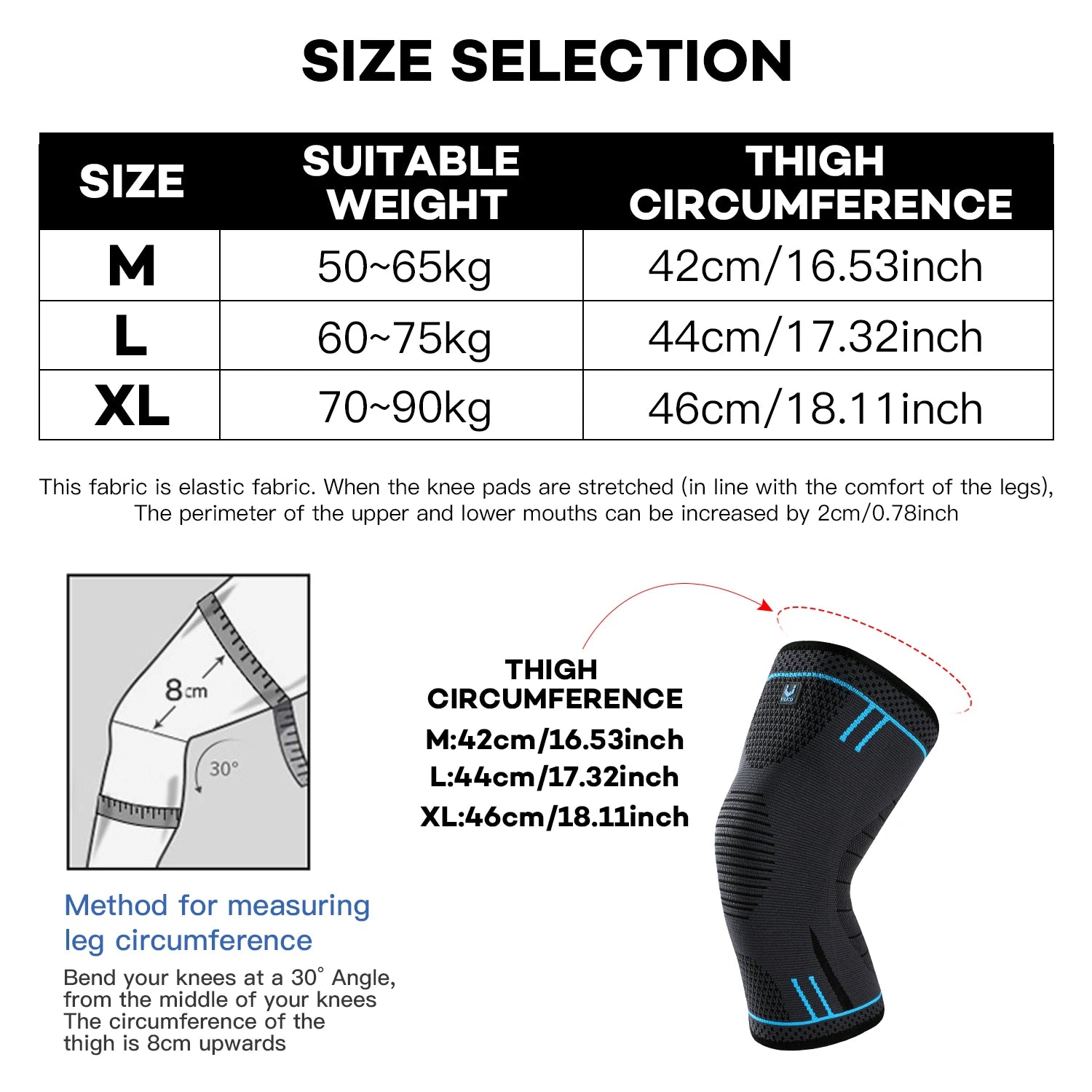 Compression Knee Support Sleeve Elastic Knee Pads