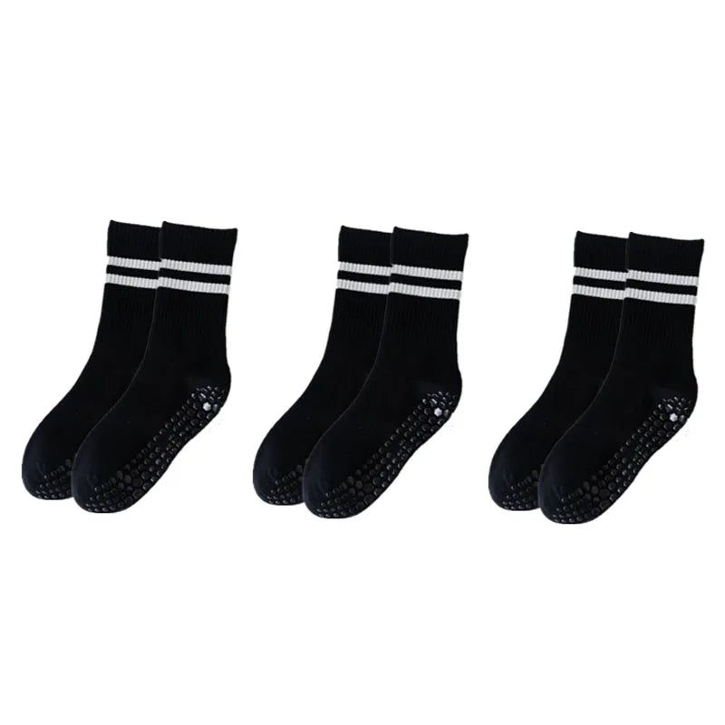 3-Pair Female Pilates Indoor Anti Slip Silicone Floor Socks Breathable Double Bar Middle Socks Fitness Dance Exercise Yoga Socks