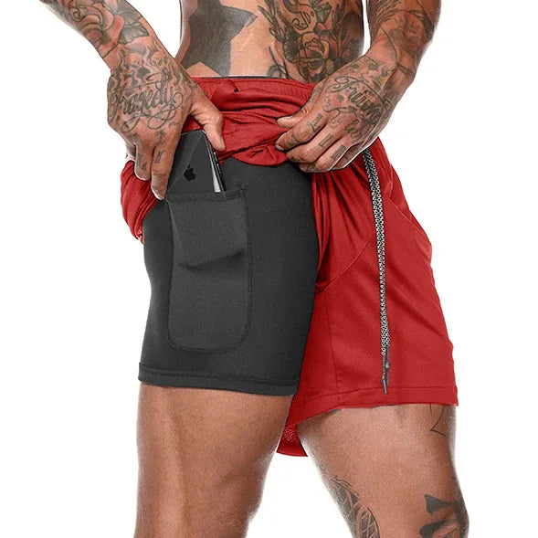 Double-deck Running Shorts 2 In 1 Beach Bottoms