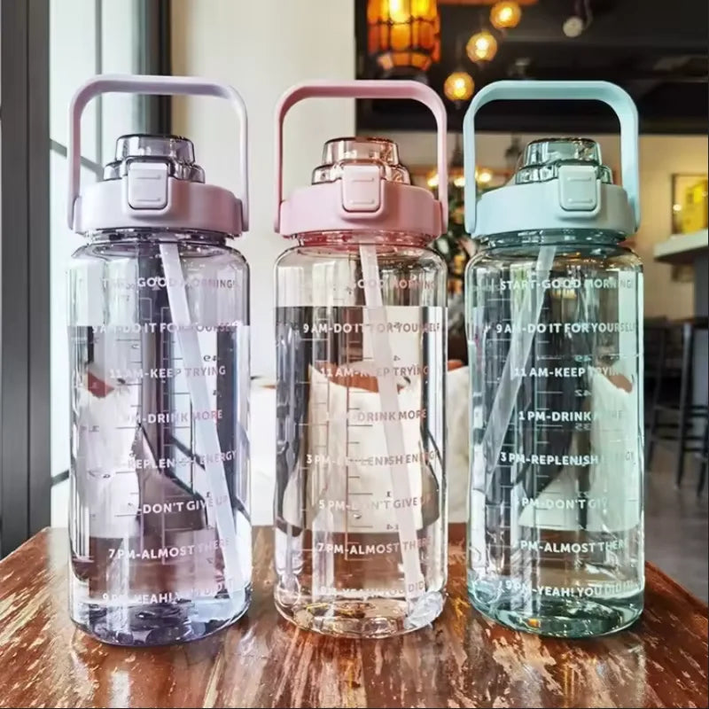 2 Liters Straw Plastic Water Bottle