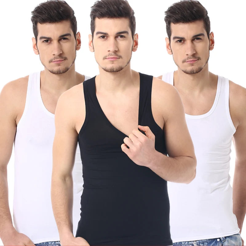 Men's solid color basic cotton muscle shirt