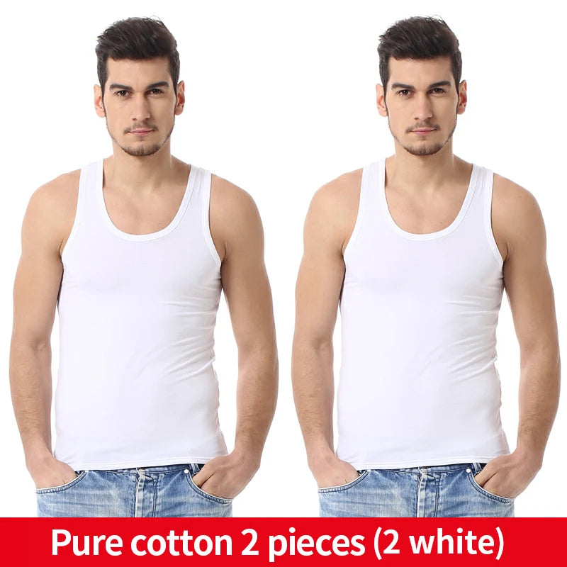 Men's solid color basic cotton muscle shirt