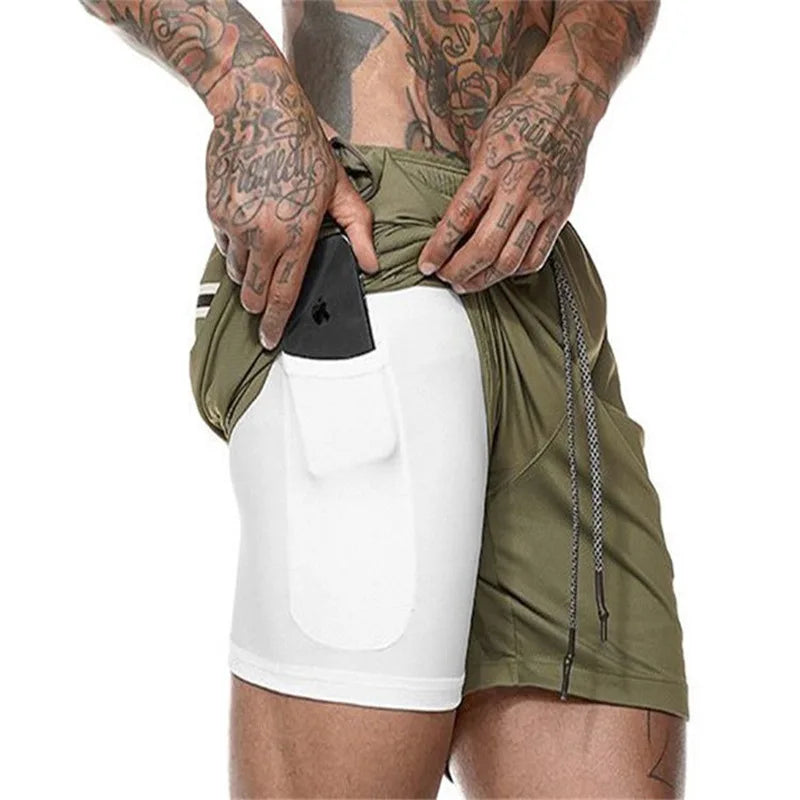Double-deck Running Shorts 2 In 1 Beach Bottoms