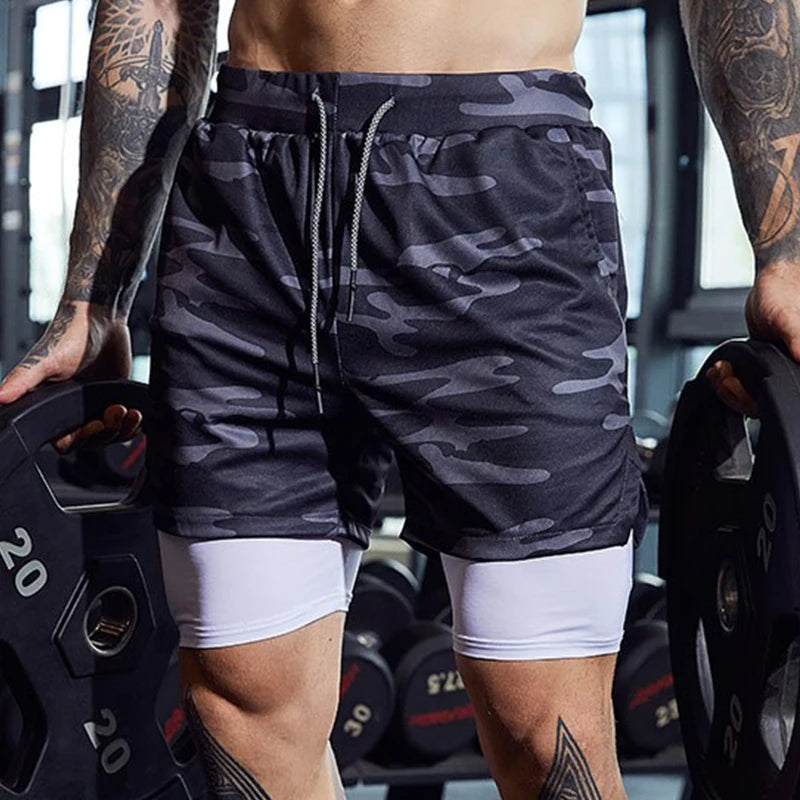 Double-deck Running Shorts 2 In 1 Beach Bottoms