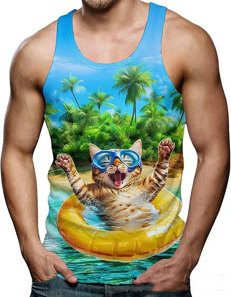 Funny Shark Cat 3D Print Tank