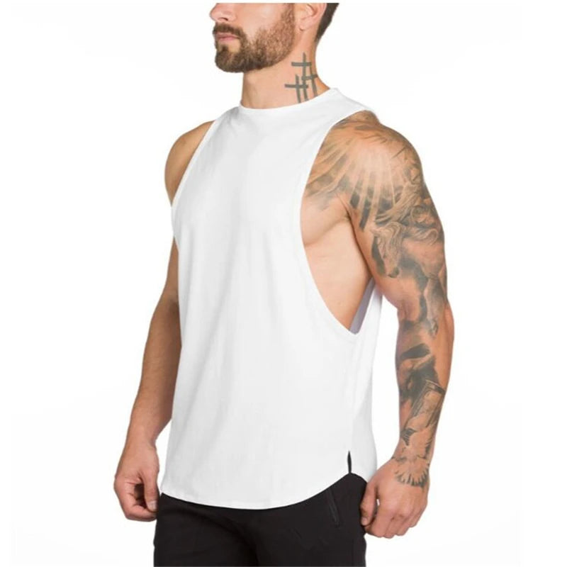 Mens Sports Running Vest Cotton Sleeveless t shirt