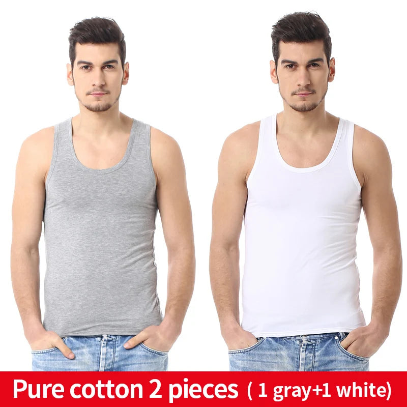 Men's solid color basic cotton muscle shirt