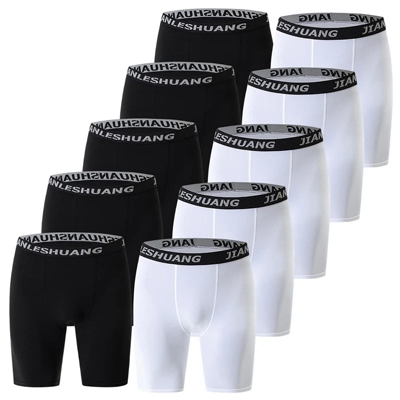 1/5 Pcs Men's Plus Size Black And White Long Sports Underwear