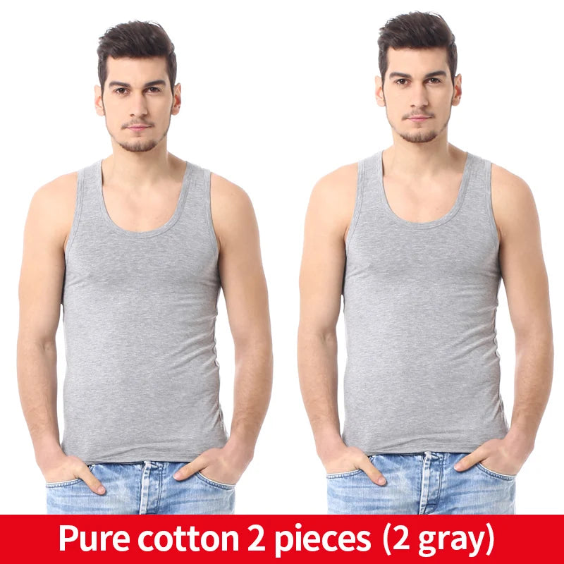 Men's solid color basic cotton muscle shirt