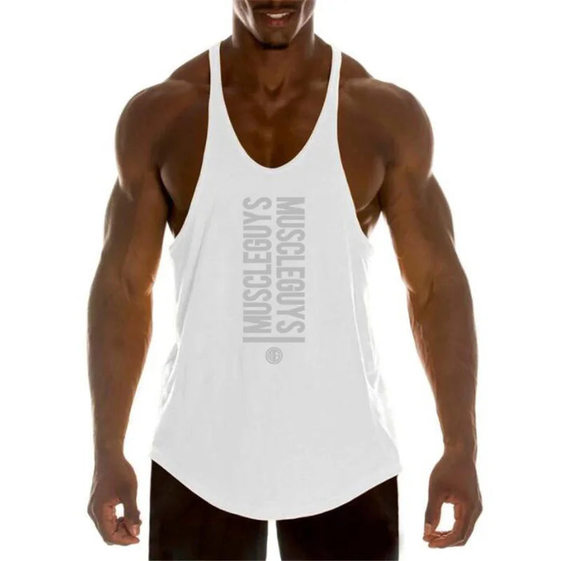 Summer Men Gym Workout Printed Tank