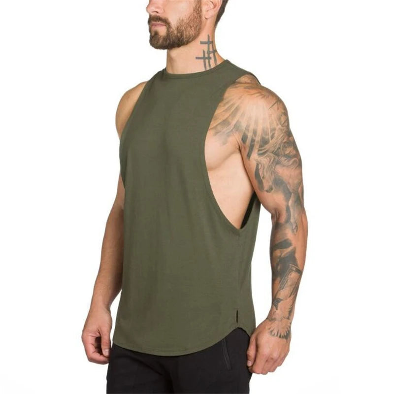 Mens Sports Running Vest Cotton Sleeveless t shirt
