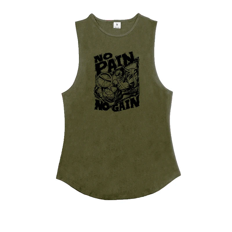 NO PAIN NO GAIN Printed Sport Tank