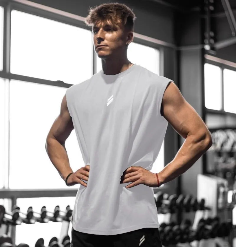 Sleeveless T-shirt Men Quick-drying Fitness Bodybuilding Shirt Male Fashion Basketball Vest Mesh Breathable Summer Gym Tank Men