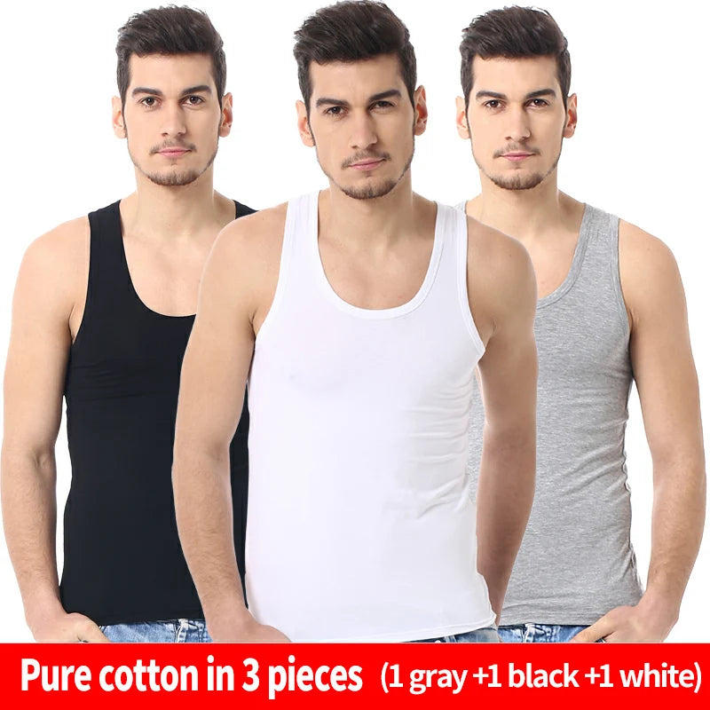 Men's solid color basic cotton muscle shirt