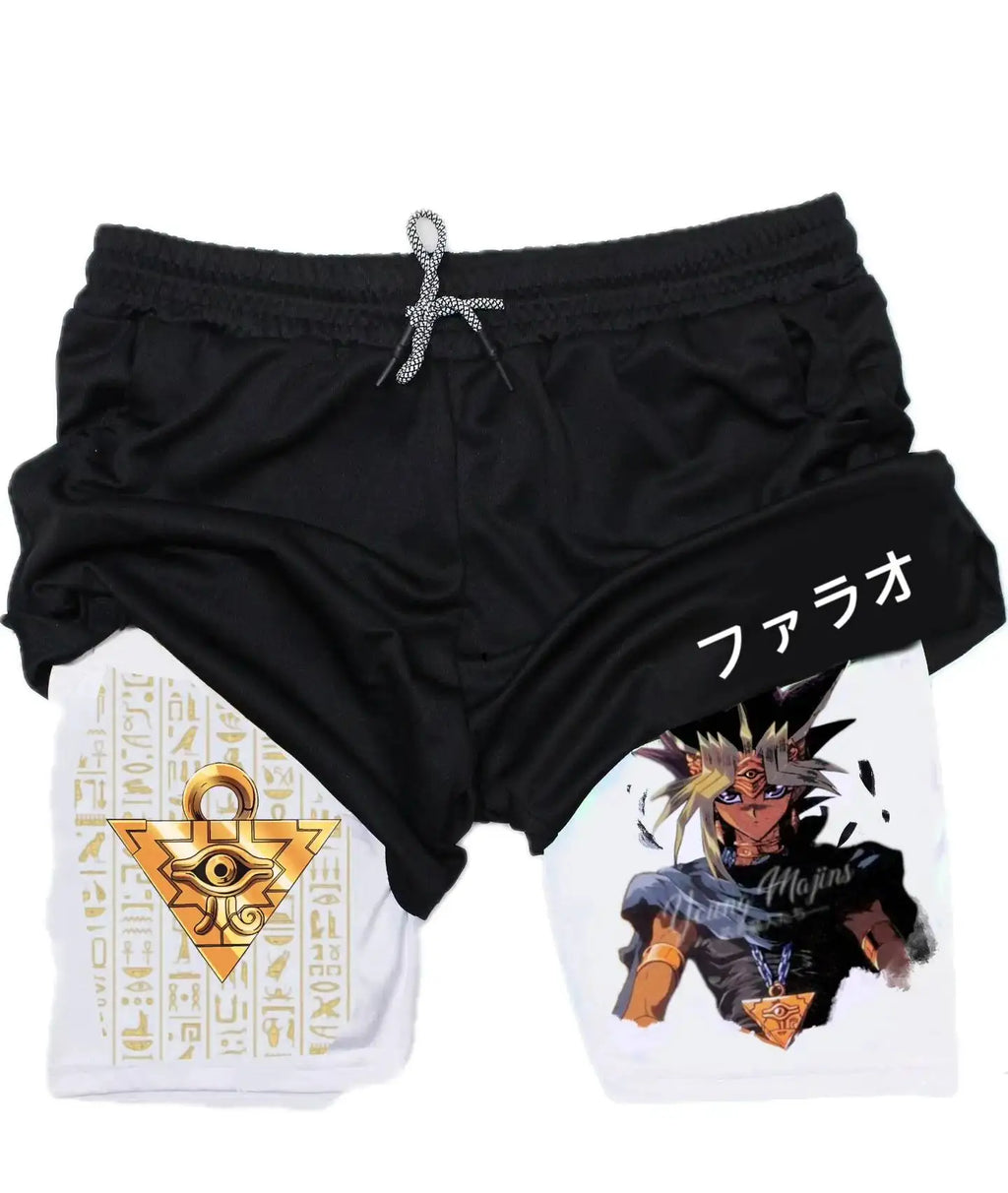 Men 2 in 1 Shorts Black Outer Layer YuGiOh Monster Graphic
