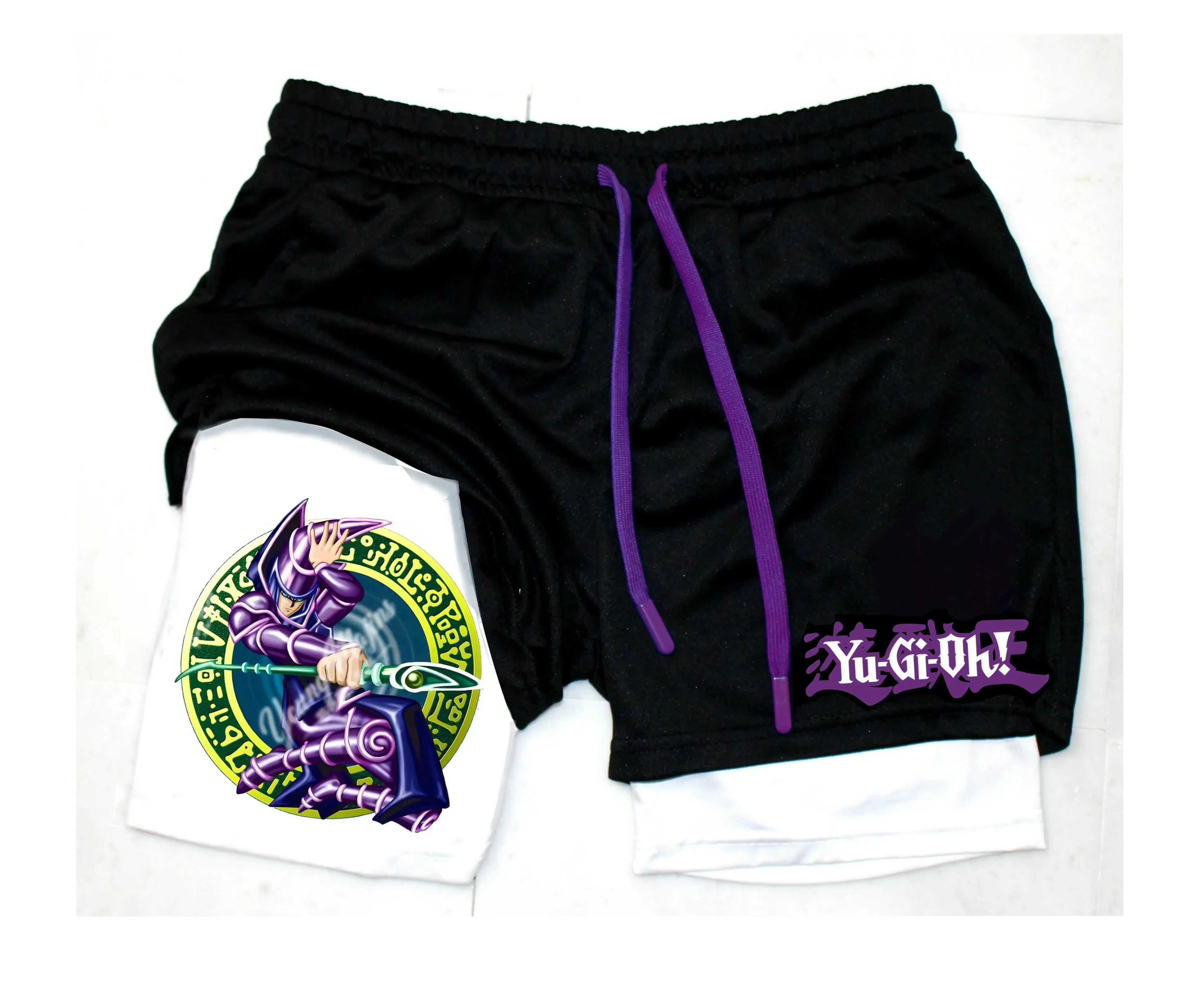 Men 2 in 1 Shorts Black Outer Layer YuGiOh Monster Graphic