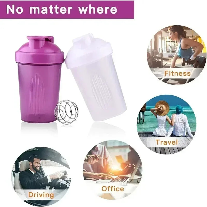 Sports Shaker Bottles Water Cups Whey Protein Powder Mixer Bottle Leak Proof Fitness Gym Shaker Outdoor Portable Drink Cup 400ML