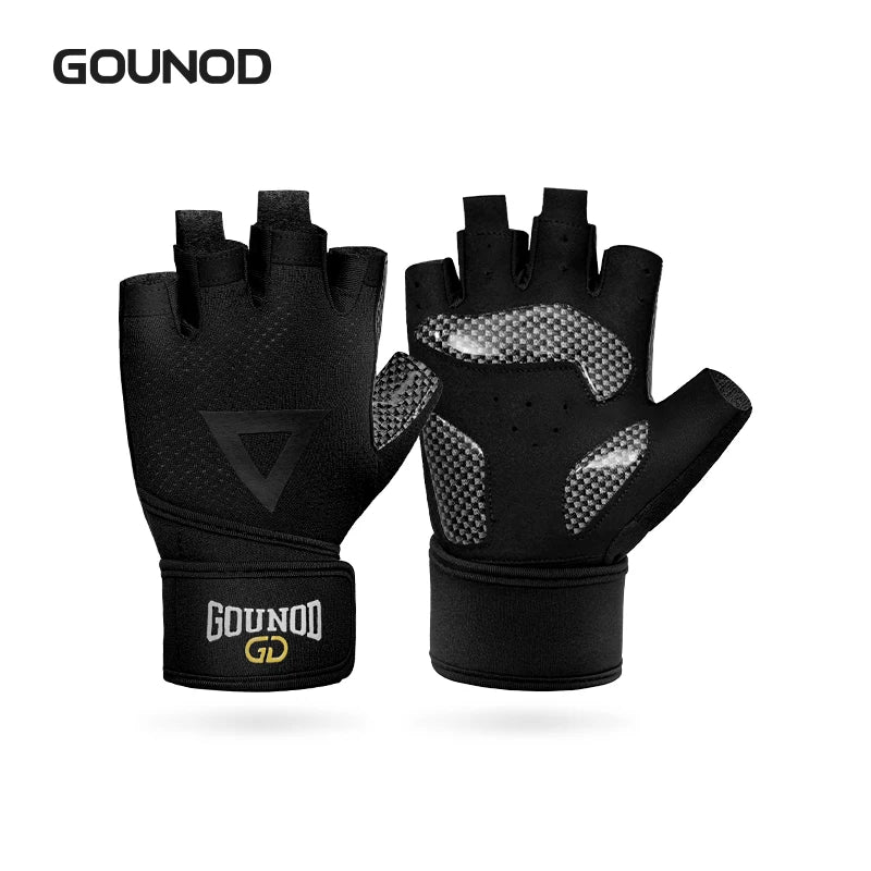 GOUNOD Weightlifting Gloves Wristband Support Breathable Anti-Slip Sports Gym Gloves Bodybuilding Powerlifting Fitness Training