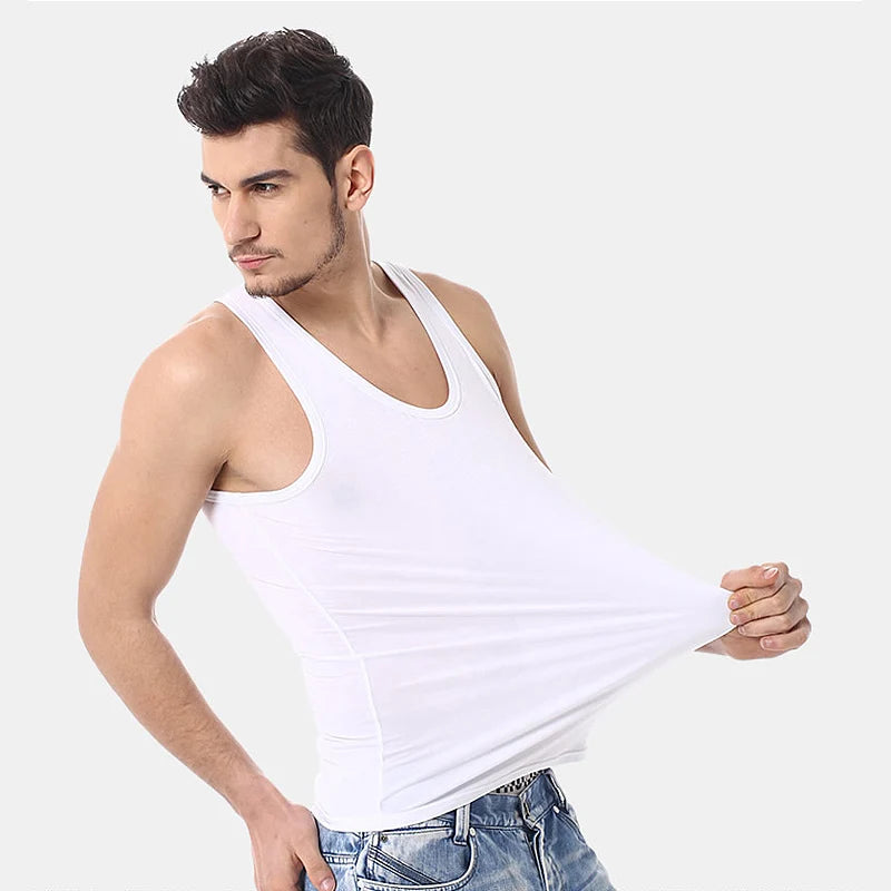 Men's solid color basic cotton muscle shirt