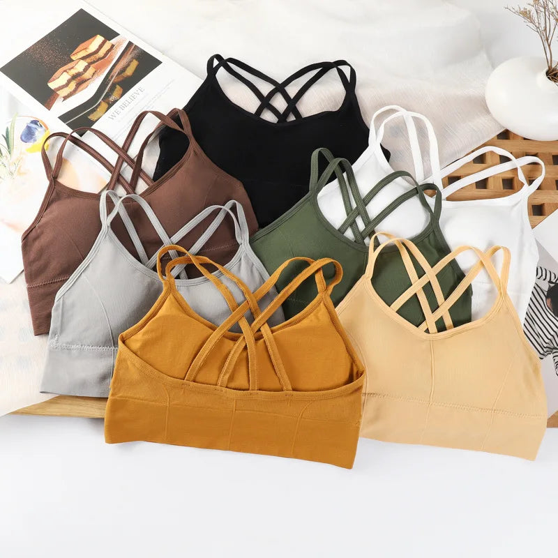 Sexy Women Tops Back Cross Strap