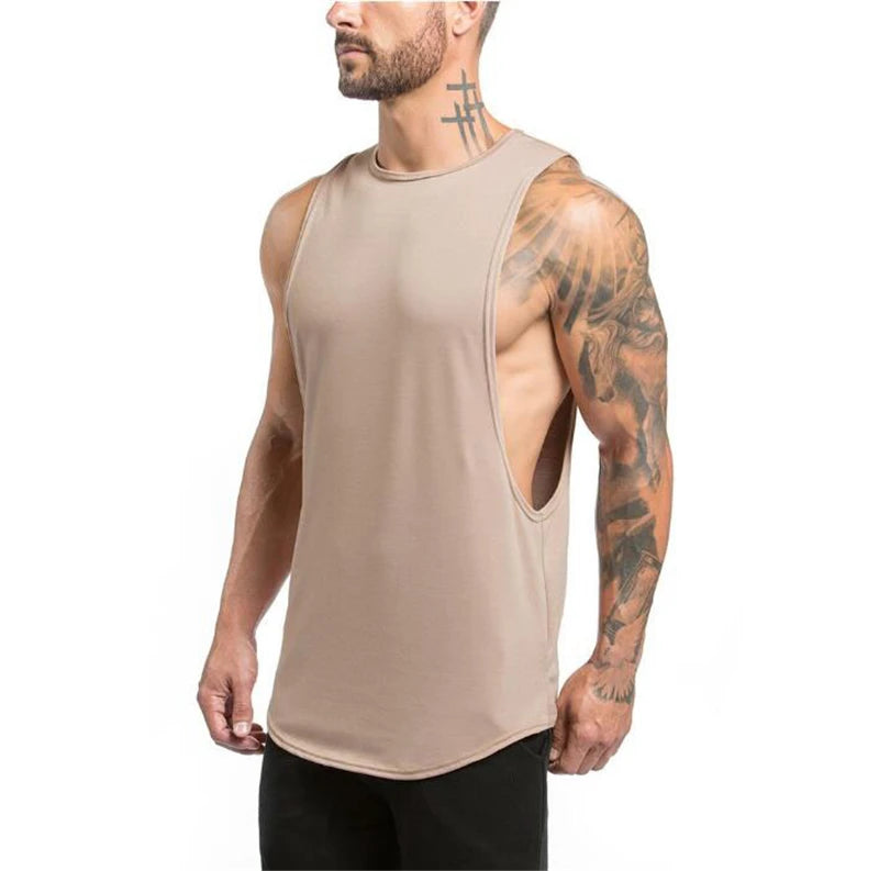 Mens Sports Running Vest Cotton Sleeveless t shirt