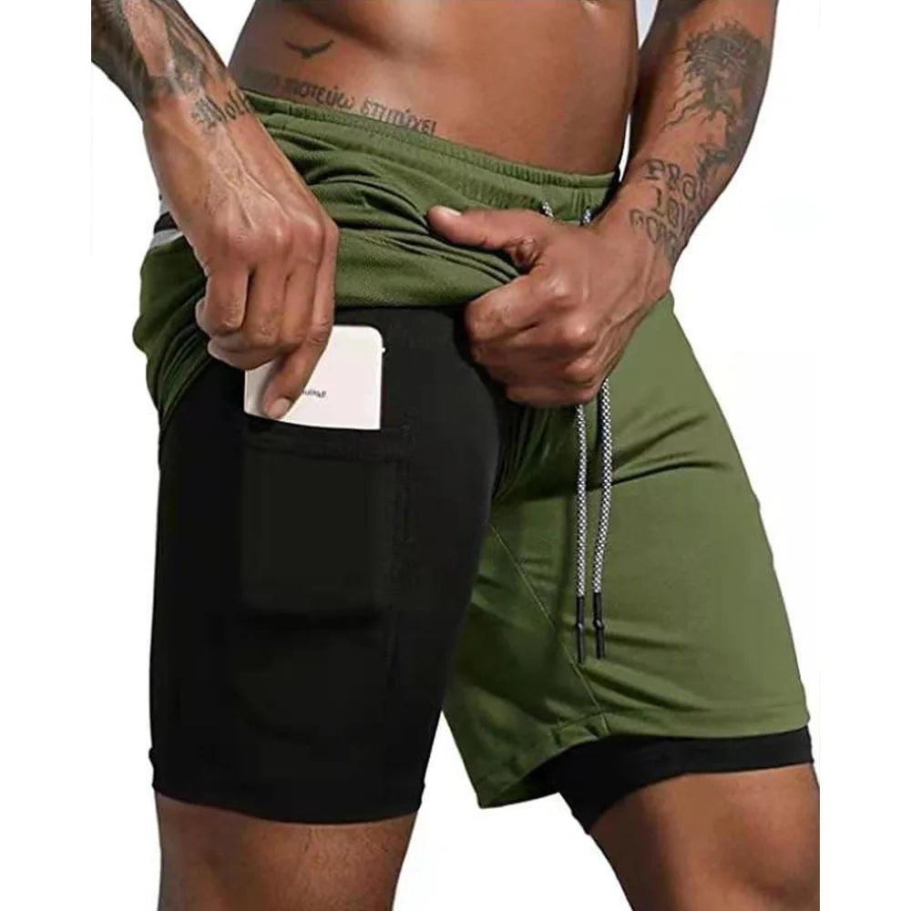 Double-deck Running Shorts 2 In 1 Beach Bottoms
