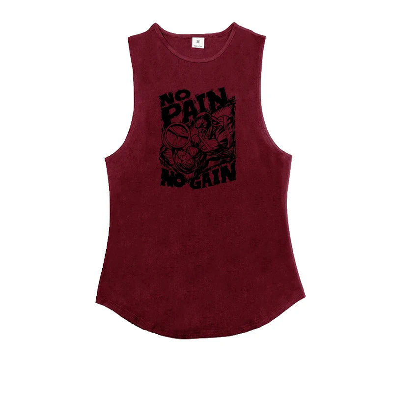 NO PAIN NO GAIN Printed Sport Tank