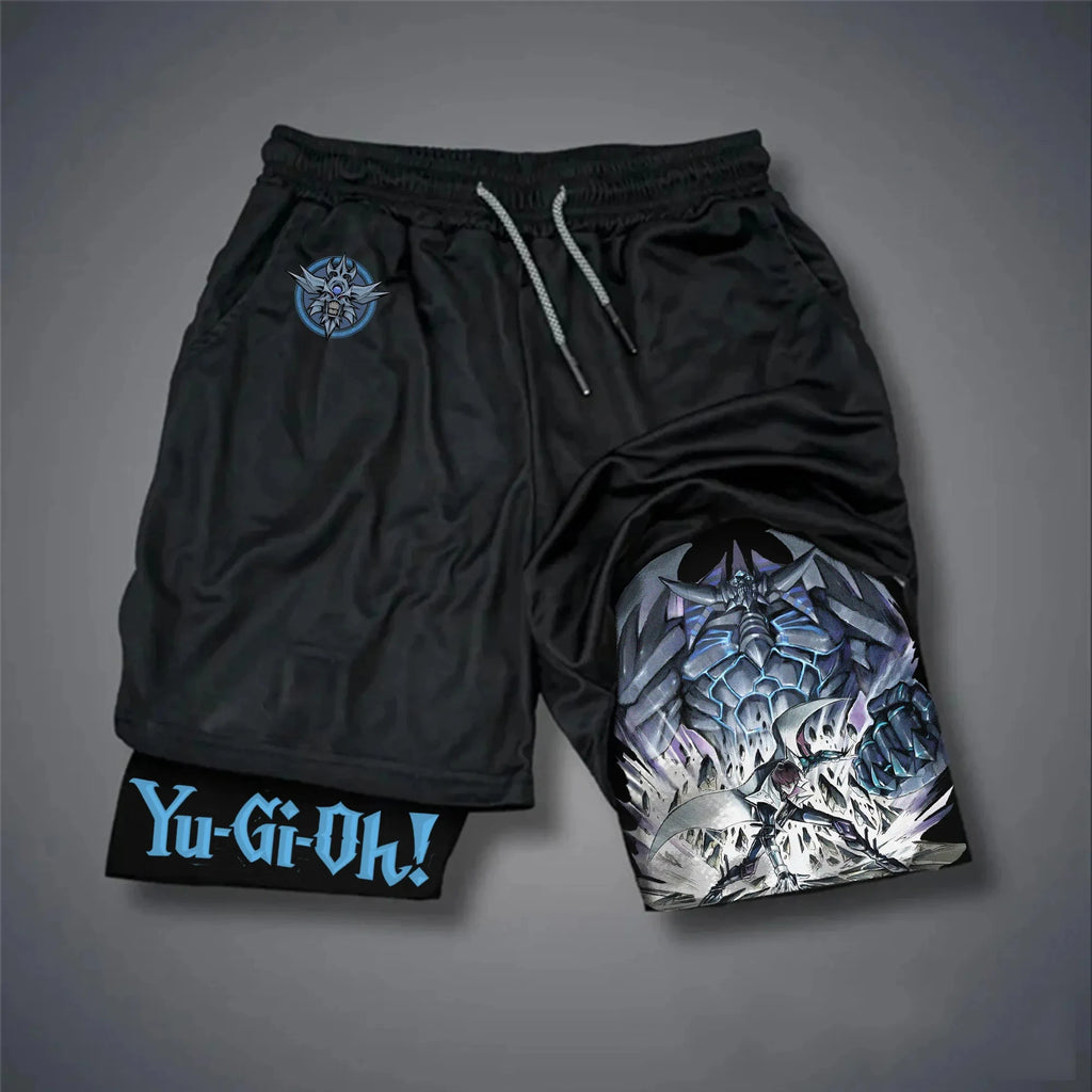 Men 2 in 1 Shorts Black Outer Layer YuGiOh Monster Graphic
