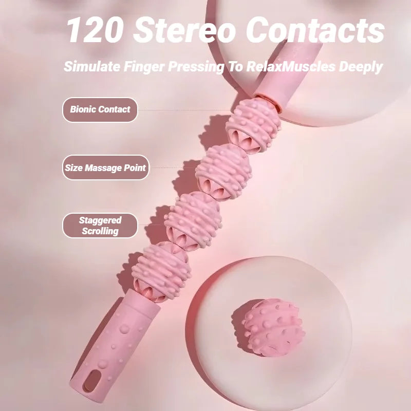 4 Ball Roller Muscles Massage Stick Relaxation Yoga Fitness Wolf Tooth Fascia For Calves Thighs Quadriceps Arms Forearms