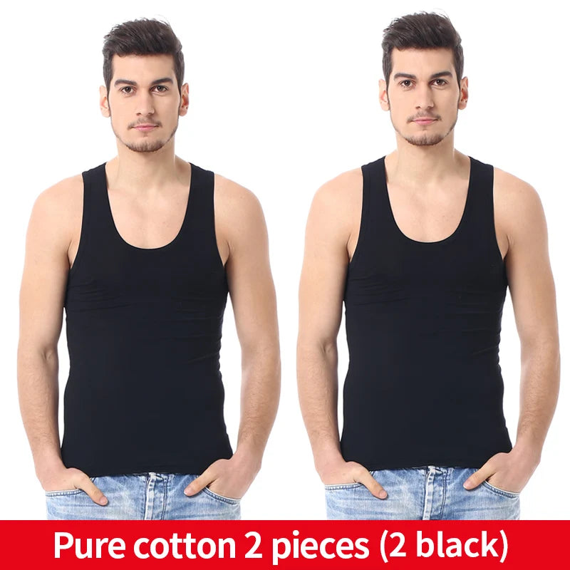 Men's solid color basic cotton muscle shirt