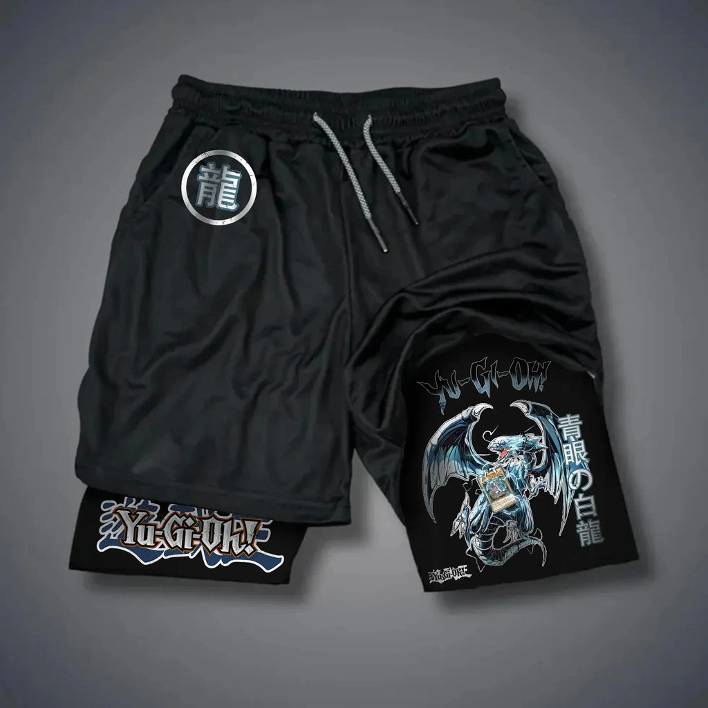 Men 2 in 1 Shorts Black Outer Layer YuGiOh Monster Graphic