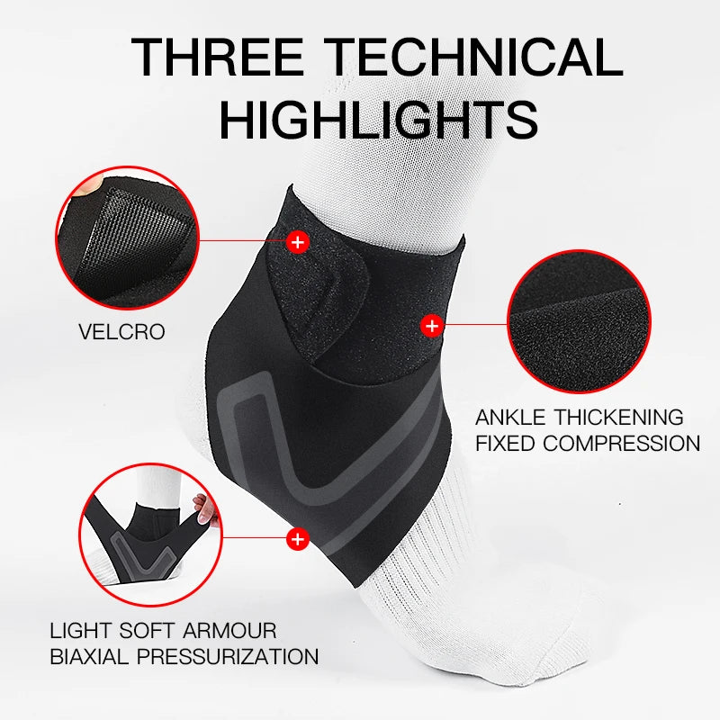 1PC Adjustable Ankle Support Pad Ankle Sleeve Pressure Anti-Spinning Elastic Breathable Support Fitness Sports Safety Prevention