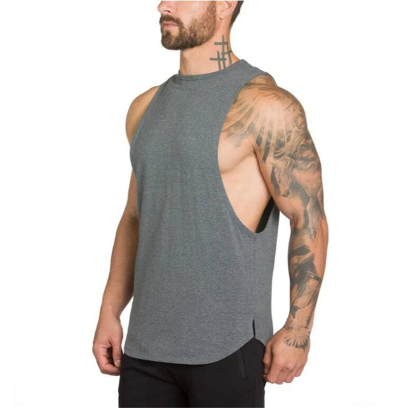 Mens Sports Running Vest Cotton Sleeveless t shirt