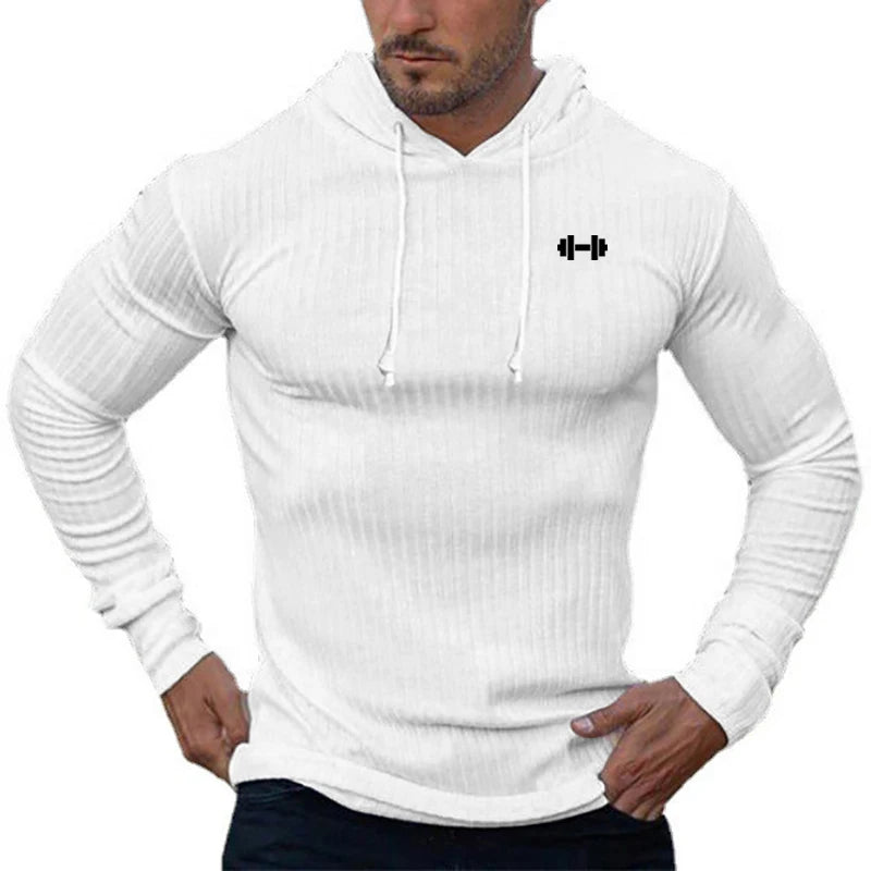 New Striped Knitted Slim Fit Hooded Shirt