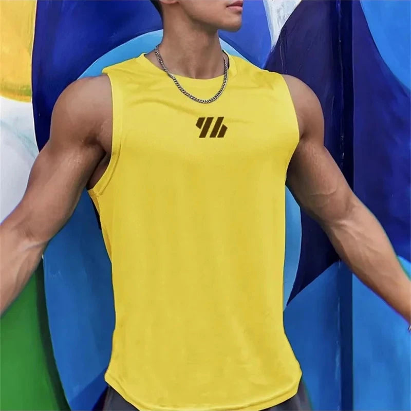 2025 newest Summer Gym Vest High Quality mesh Shirt Sleeveless T-shirts Men Tank Tops running Fitness Sports Vest men Clothing