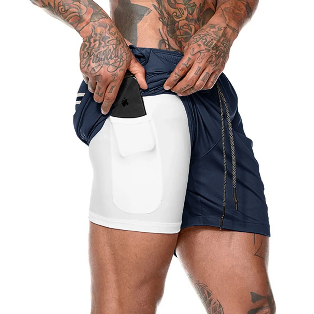 Double-deck Running Shorts 2 In 1 Beach Bottoms