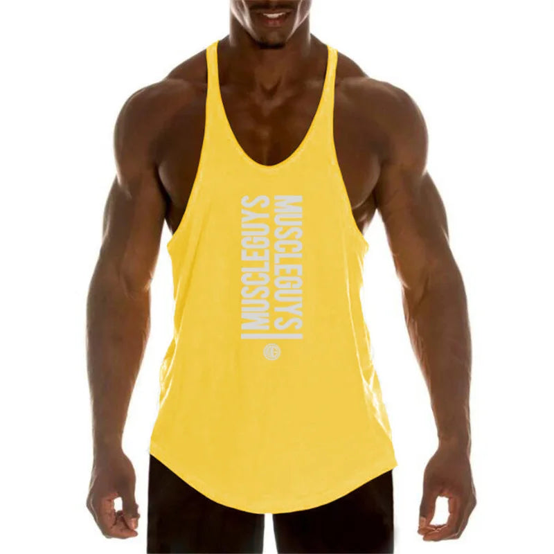 Summer Men Gym Workout Printed Tank