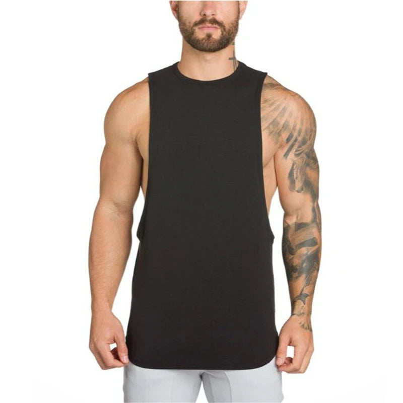 Mens Sports Running Vest Cotton Sleeveless t shirt