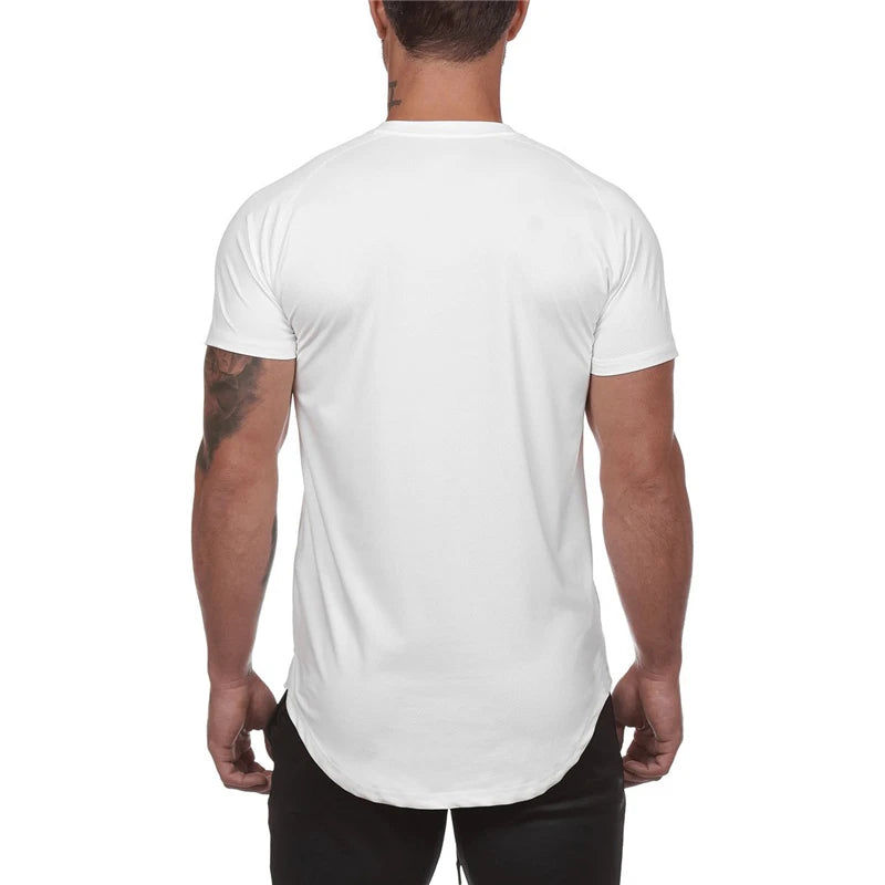 Fashion Slim tshirt Men Gym Fitness Polyester T-Shirt