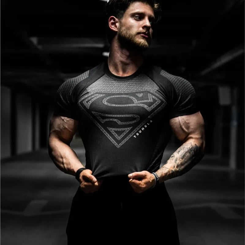 2025 New style Men's High Elastic Quick Dry Sports Shark T-Shirt