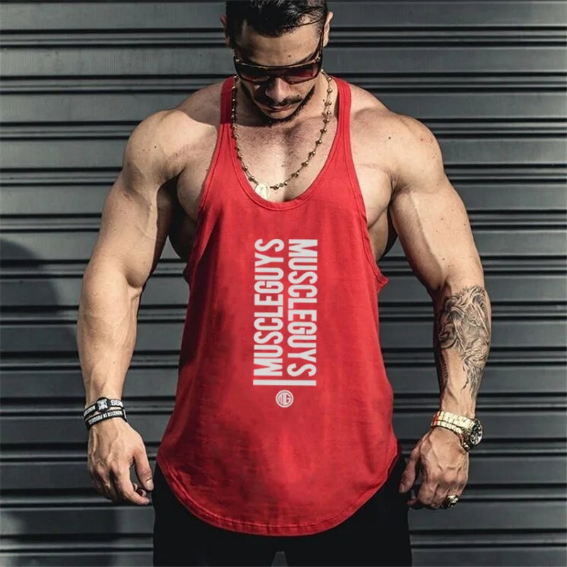 Summer Men Gym Workout Printed Tank