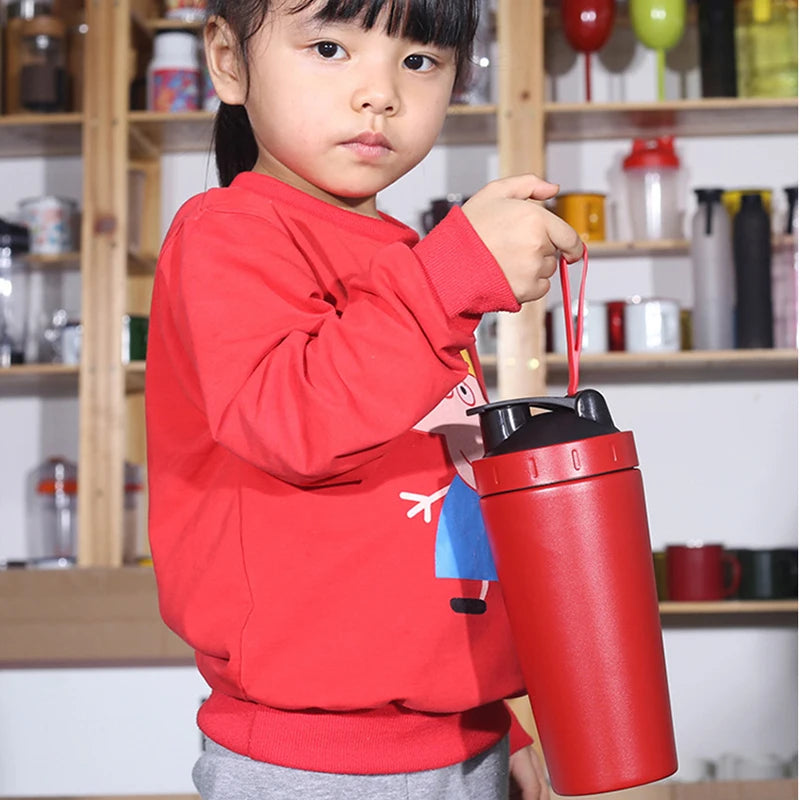 1Pc 700ML Stainless Steel Sports Water Mugs Shaker Bottles With Scale, Outdoor Gym Fitness Shake Cup Protein Powder Mixer Bottle