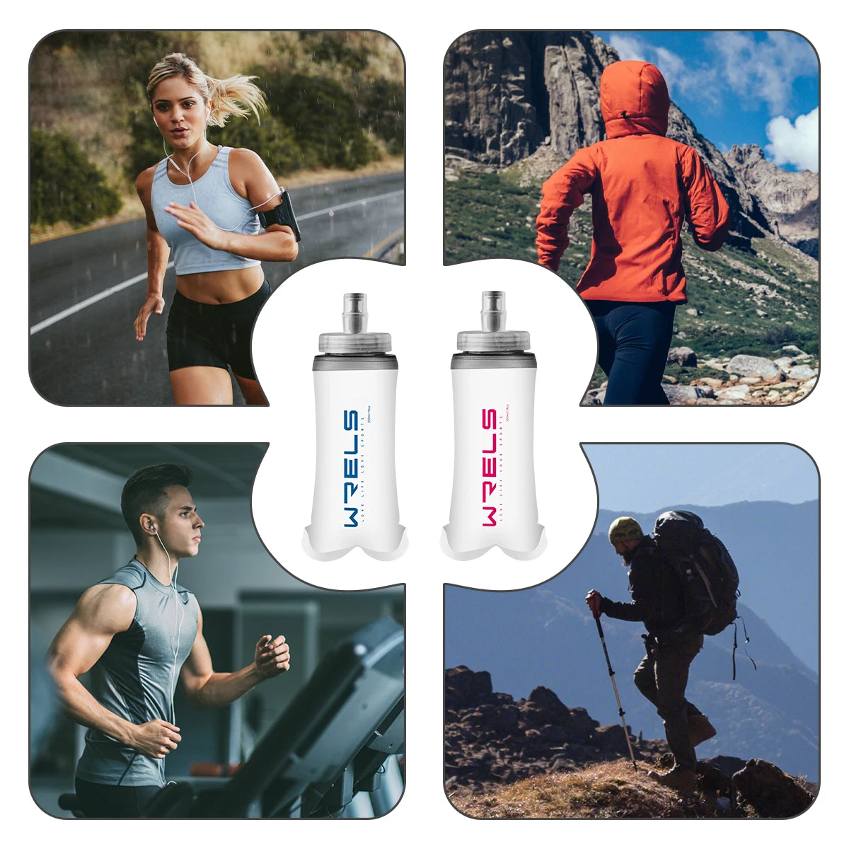 1pc New Large Caliber Soft Water Bottle Collapsible Convenient Sports Water Bottle for Cycling,Hiking,Trail,Running,Fitness